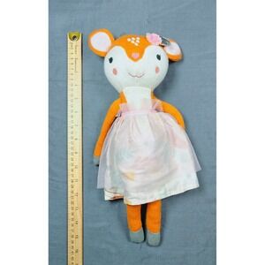 The Peanutshell Knit Deer Plush Doll Orange Fawn with Pink Tulle Skirt 16 Inch